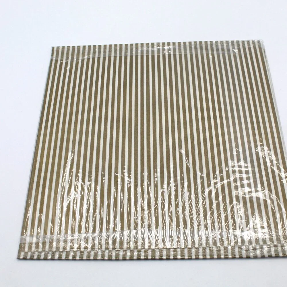 Vintage Gold & White Striped Luxury Gift Wrapping Paper Two Sheets 20” X 30” NOS